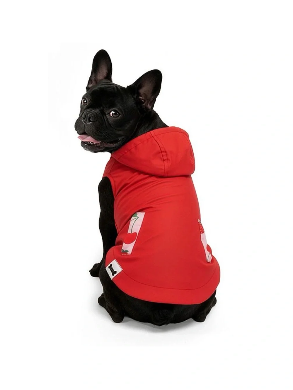 WOOF Strawberry Pet Reversible red Raincoat with Hood, size Medium, NWT